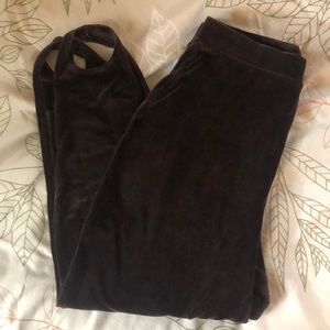 Vintage Velvet High-Waisted Pants with Stirrups XL